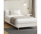 Oikiture Bed Frame Single Size Bed Base White Boucle