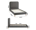 Oikiture Bed Frame Single Size Beds Base Platform Fabric Grey BOB