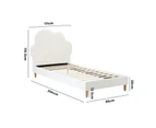 Oikiture Bed Frame Single Size Cloud Kids Bed Frame White Leather