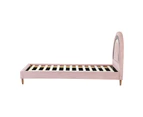 Oikiture Bed Frame Single Size Rainbow Kids Bed Pink Velvet