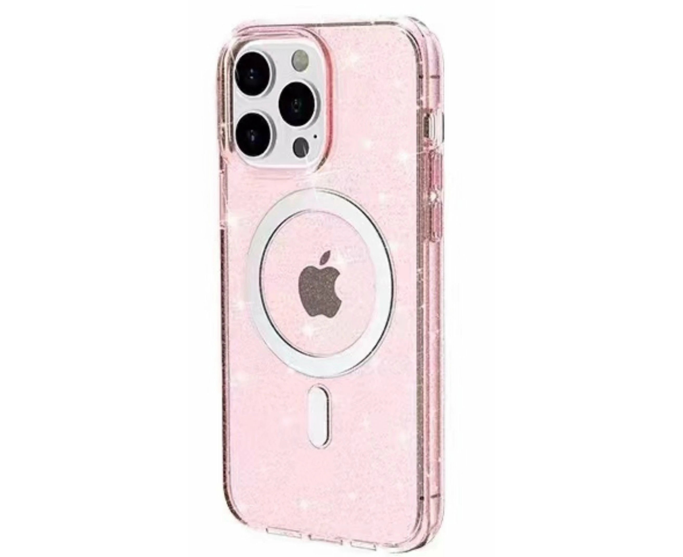 iPhone Transparent Drop Proof Protection Case - Pink Glitter with Magsafe, iPhone 15 Plus