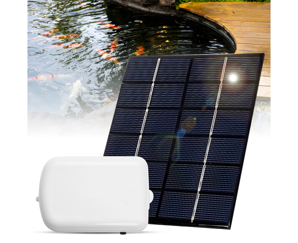 Solar Pond Aerator with Air Pump 2000mA Backup Battery Aquarium Oxygen Aerator Air Pump with Pipe Air Bubble Stones for Garden Fish Tank Pool Pond Lan