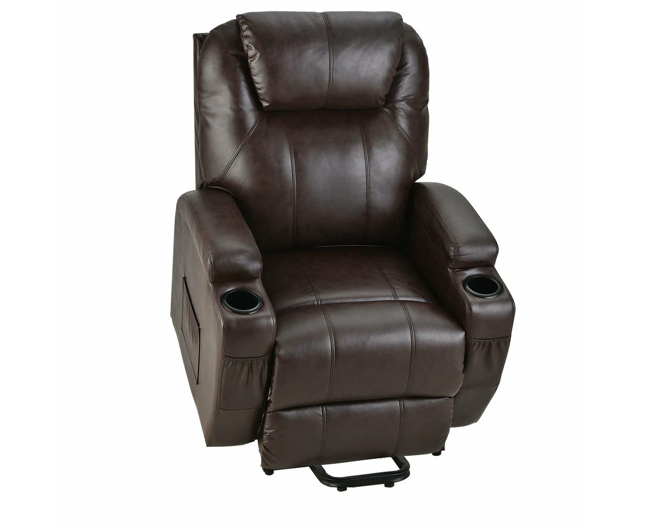 Electric Massage Lift Recliner Chair Faux Leather 8 Point Massage Heating, Dark Crimson