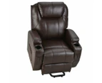 Electric Massage Lift Recliner Chair Faux Leather 8 Point Massage Heating, Dark Crimson