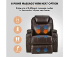 Electric Massage Lift Recliner Chair Faux Leather 8 Point Massage Heating, Dark Crimson