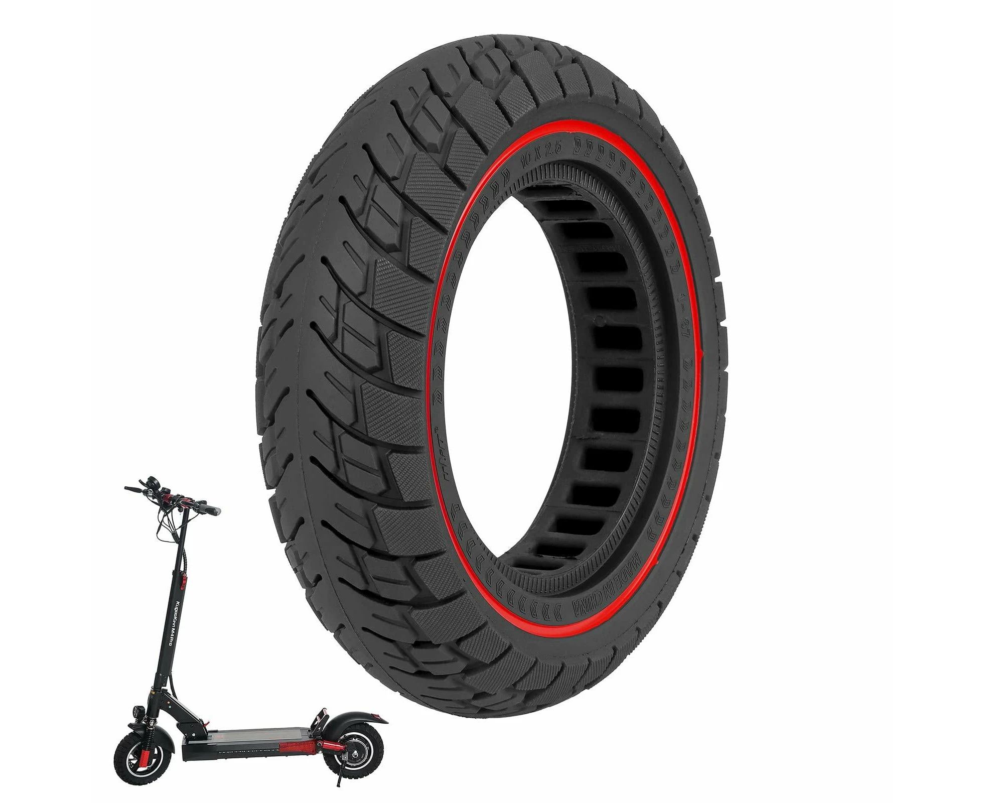 10 Inch 10x2.5 Electric Scooter Off-road Non-slip Solid Tyre 37mm Groove