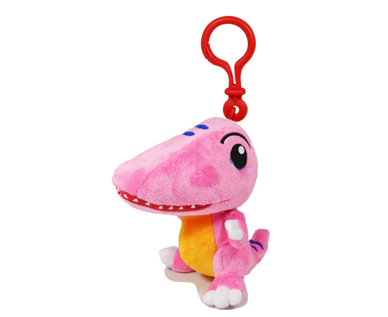 Dino Mights Raptor Clip On Plush Toy 8cm Pink