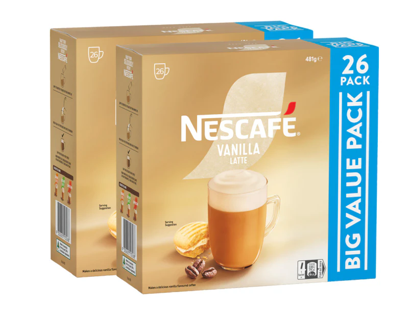 2 x 26pk Nescafé Instant Coffee Sachets Vanilla Latte