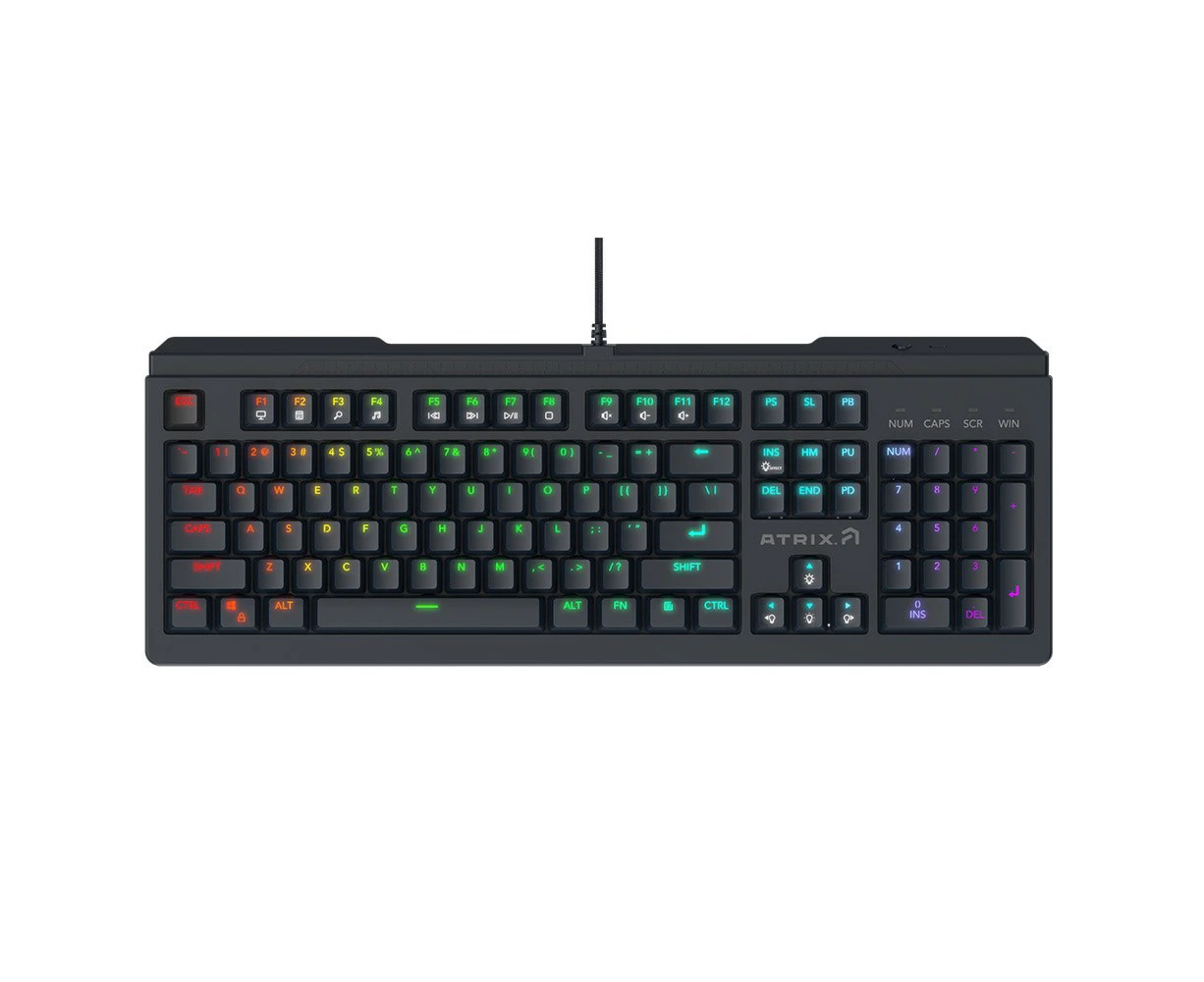 Atrix Membrane Wired Gaming Keyboard with RGB Lighting