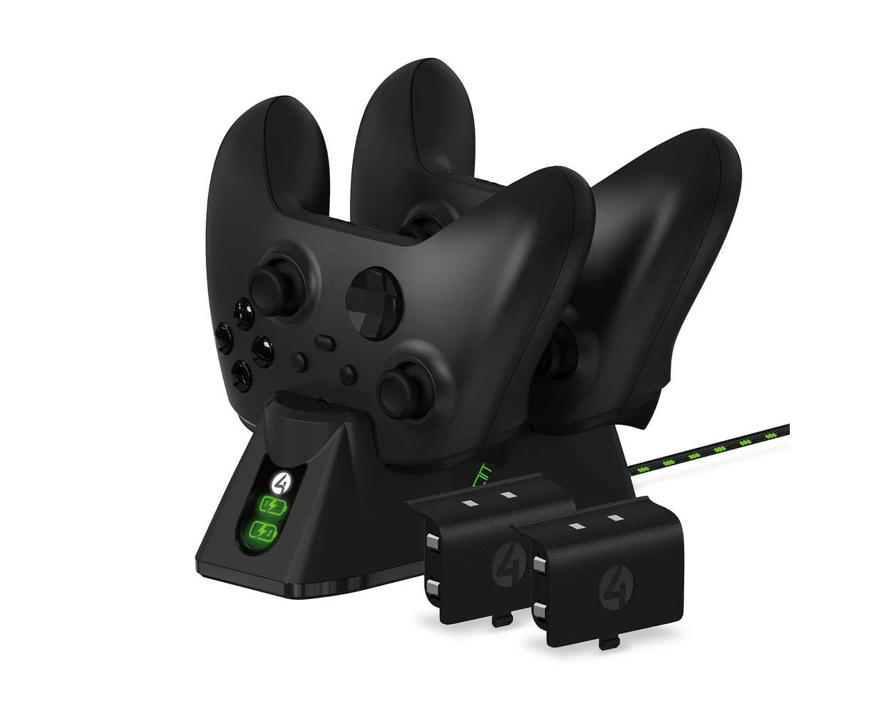 4Gamers Xbox Series X/S Twin Wireless Controller Charging Dock - Black