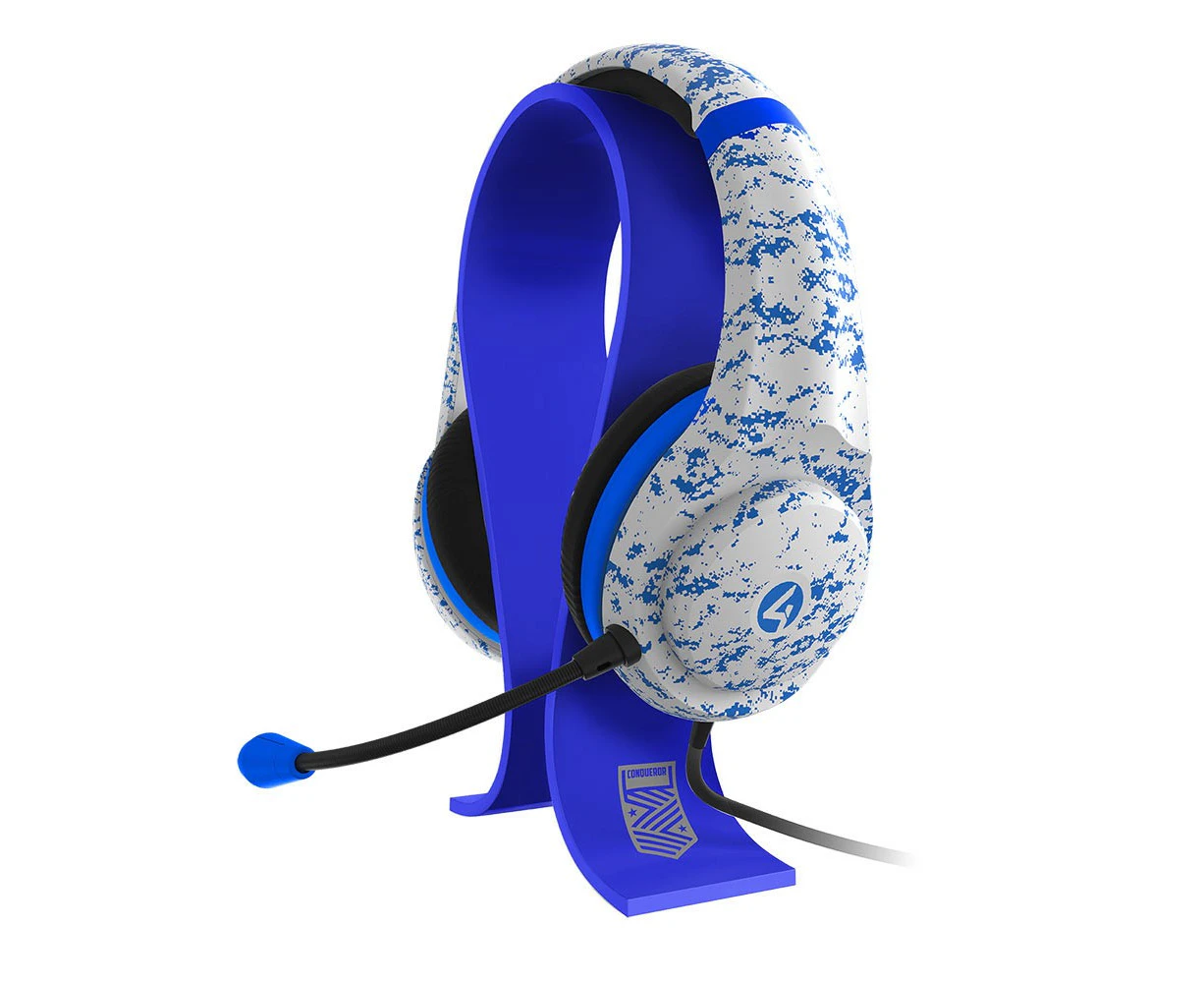 4Gamers Conqueror Gaming Headset & Headset Stand - Arctic Blue