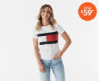 Tommy Hilfiger Women's Charlie Colourblock Tee / T-Shirt / Tshirt - Optic White