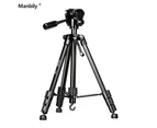 Manbily P-880 Portable Tripod Stand Aluminum Alloy 5kg/11lbs Load Capacity Max. Height 148cm/58.2in with 3-Way Tripod Head Middle Axis Black