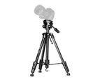 Manbily P-880 Portable Tripod Stand Aluminum Alloy 5kg/11lbs Load Capacity Max. Height 148cm/58.2in with 3-Way Tripod Head Middle Axis Black