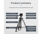 Manbily P-880 Portable Tripod Stand Aluminum Alloy 5kg/11lbs Load Capacity Max. Height 148cm/58.2in with 3-Way Tripod Head Middle Axis Black