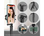 Portable Foldable Mini Desktop Tripod Phone Holder with 3 Sections Extendable Adjustable Phone Clip Length for Smartphone Vlog Recording Selfie Live S