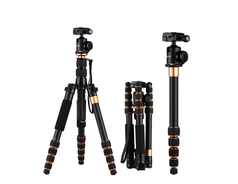 Andoer Portable 5-Section Adjustable Camera Camcorder Video Tripod Detachable Monopod Aluminum Alloy Material with Ball Head Carrying Bag Compatible w