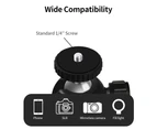 Portable Desktop Tripod for Phone/DSLR/Mirrorless Camera Rotatable Ball Head/1/4'' Screw/2 Availavle Heights/Phone Mounting Seat, Black