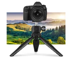 Portable Desktop Tripod for Phone/DSLR/Mirrorless Camera Rotatable Ball Head/1/4'' Screw/2 Availavle Heights/Phone Mounting Seat, Black