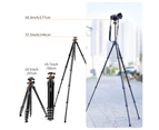 K&F CONCEPT Portable Camera Tripod Stand Aluminum Alloy 177cm/70inch Max. Height 15kg/33lbs Load Capacity Photography Travel Tripod Carrying Bag for D