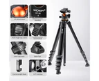 K&F CONCEPT Portable Camera Tripod Stand Aluminum Alloy 177cm/70inch Max. Height 15kg/33lbs Load Capacity Photography Travel Tripod Carrying Bag for D