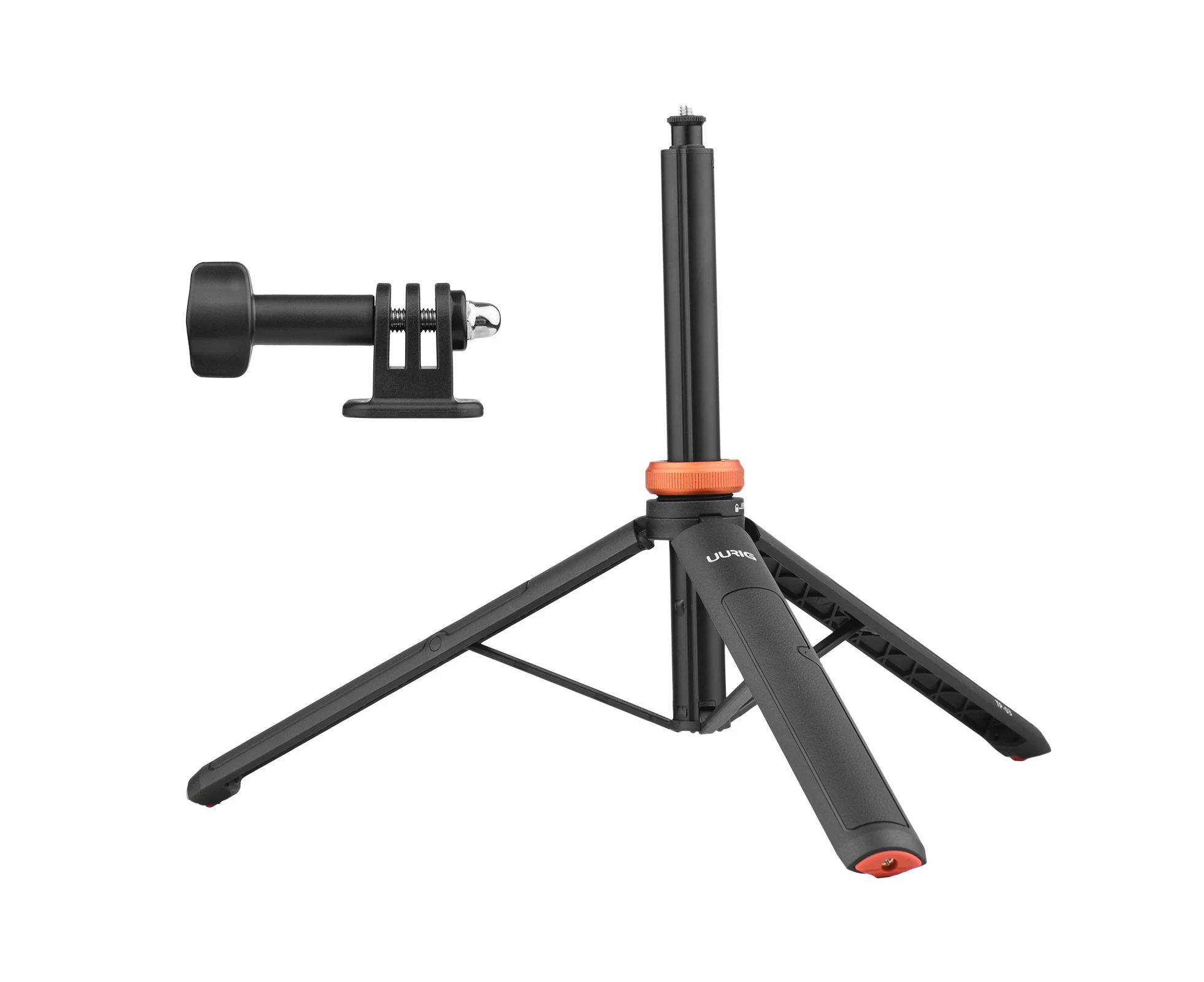 UURIG TP-03 Sports Camera Selfie Stick Tripod Stand Max. Length 122cm with 1/4 Inch Screw for Smartphone Action Camera Vlog Live Streaming Selfie Vide