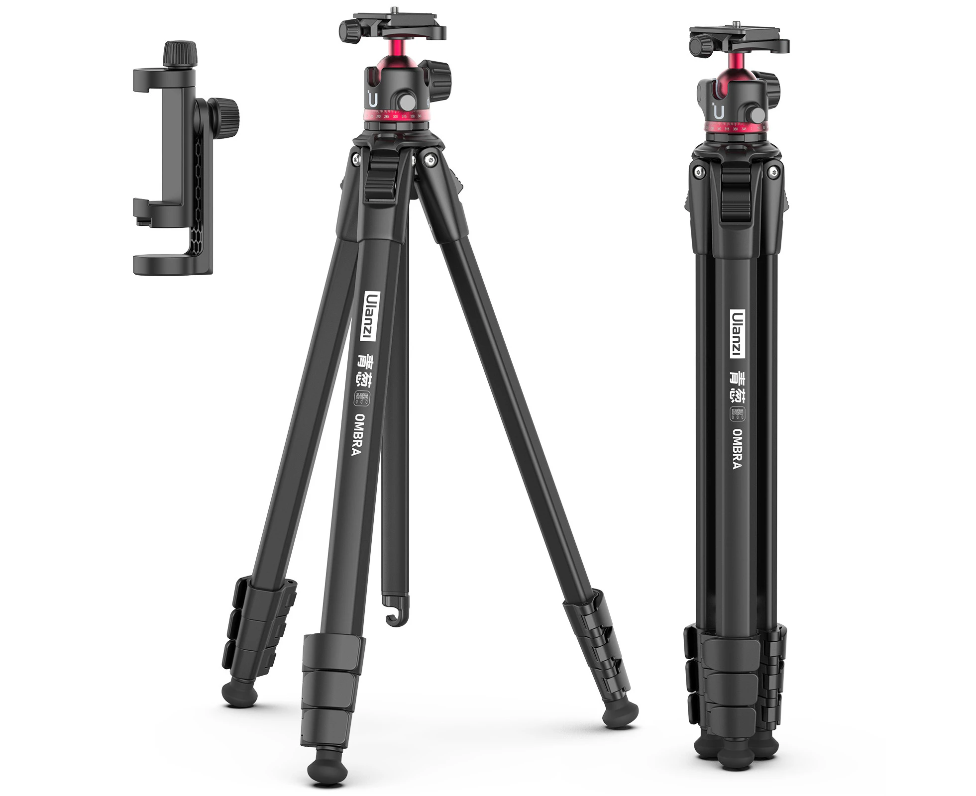 Ulanzi 158cm/62.2in Portable Camera Tripod Stand Aluminum Alloy Phone Tripod 8kg Load Capacity Photography Travel Tripod with Ballhead Phone Holder Ca