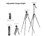 K&F CONCEPT Portable Camera Tripod Stand Aluminum Alloy 162cm/63.8in Max. Height 3kg/6.6lbs Load Capacity Photography Travel Tripod with Phone Holder