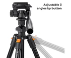 K&F CONCEPT Portable Camera Tripod Stand Aluminum Alloy 162cm/63.8in Max. Height 3kg/6.6lbs Load Capacity Photography Travel Tripod with Phone Holder