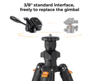 K&F CONCEPT Portable Camera Tripod Stand Aluminum Alloy 162cm/63.8in Max. Height 3kg/6.6lbs Load Capacity Photography Travel Tripod with Phone Holder