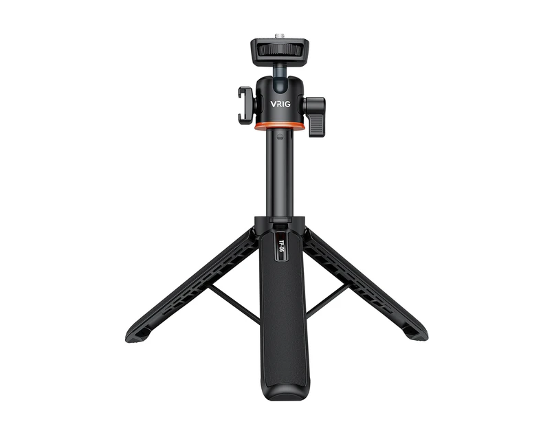 VRIG TP-06 Portable Selfie Stick Tripod Stand Aluminum Alloy with 1/4 Inch Screw Cold Shoe Mount 360° Rotatable Ballhead 55cm/21.6in Max. Height 1.5kg