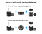 Aluminum Alloy Mini Tripod + Dual Use Ball Head Portable Tripod Stand Handle Grip Rotatable Ball Head with 1/4 Inch Screw Cold Shoe Mount for Phone Ca