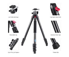 CAVIX AT2542 52.5-inch Foldable Tripod Camera Stand with Fluid Ball Head Aluminum Alloy 10kg/22lbs Load Capacity 3 Sections Portable Tripod Stand with