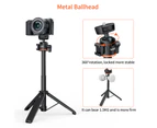 VRIG TP-06 Portable Selfie Stick Tripod Stand Aluminum Alloy with 1/4 Inch Screw Cold Shoe Mount 360° Rotatable Ballhead 55cm/21.6in Max. Height 1.5kg