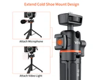 VRIG TP-06 Portable Selfie Stick Tripod Stand Aluminum Alloy with 1/4 Inch Screw Cold Shoe Mount 360° Rotatable Ballhead 55cm/21.6in Max. Height 1.5kg