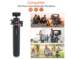 VRIG TP-06 Portable Selfie Stick Tripod Stand Aluminum Alloy with 1/4 Inch Screw Cold Shoe Mount 360° Rotatable Ballhead 55cm/21.6in Max. Height 1.5kg