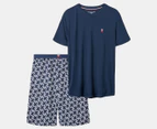 Tommy Hilfiger Men's 2-Piece Woven Monogram PJ Set - Carbon Navy