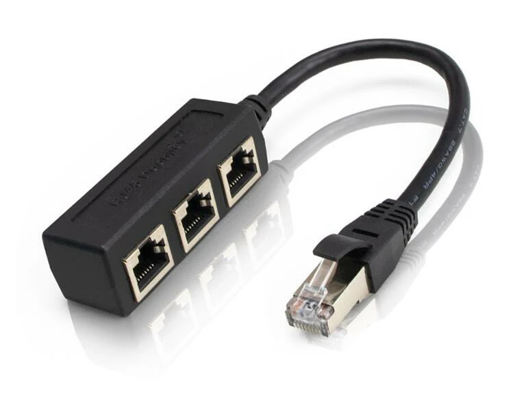 RJ45 Ethernet Cable Adapter Splitter 1 Male to 3 Female Ports LAN Network RJ45 One Point Three Extension Cable