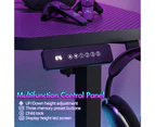 Advwin Electric Standing Desk Gaming Desk RGB LED Ergonomic Sit Stand Desk Height Adjustable Carbon Fiber Desktop Memory Lifting Black 140cm