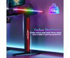 Advwin Electric Standing Desk Gaming Desk RGB LED Ergonomic Sit Stand Desk Height Adjustable Carbon Fiber Desktop Memory Lifting Black 140cm