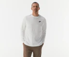 Nike Sportswear Men's Club Long Sleeve Tee / T-Shirt / Tshirt - White