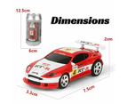 Mini RC Car in a Can Radio Remote Control Micro Racing Car (Red)