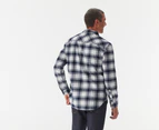 Tommy Jeans Men's Flannel Plaid Long Sleeve Shirt  - Fresh White/Navy