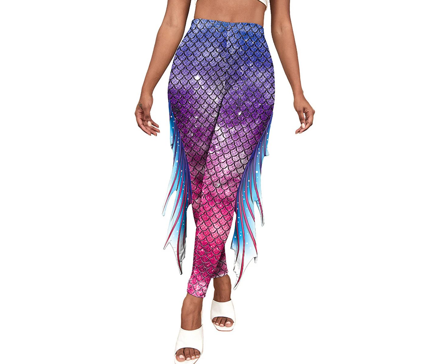 Women's Halloween Cosplay Leggings - Fish Scale High Waisted Yoga Pants