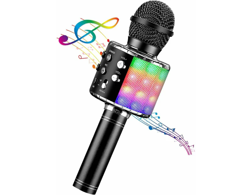 Black Karaoke Microphone 4 in 1 Bluetooth Handheld Wireless Portable Speaker