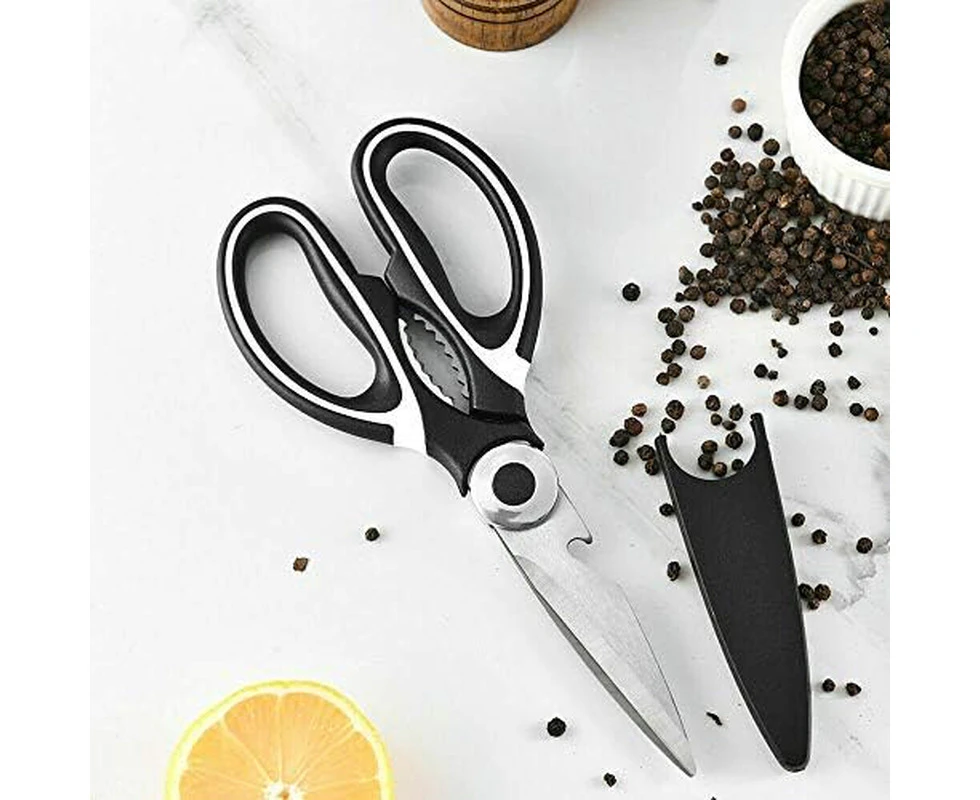 Heavy Duty Kitchen Scissors Sharp Stainless Steel Multi Purpose Meat Scissor, Best for BBQ, Cutting Chicken, Fish, Meat, Vegetables, Herbs