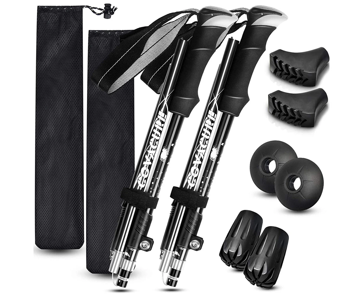 2pcs Trekking Poles Collapsible Hiking Poles - Aluminum AlloyTrekking Sticks with Quick Lock System, Telescopic, Collapsible