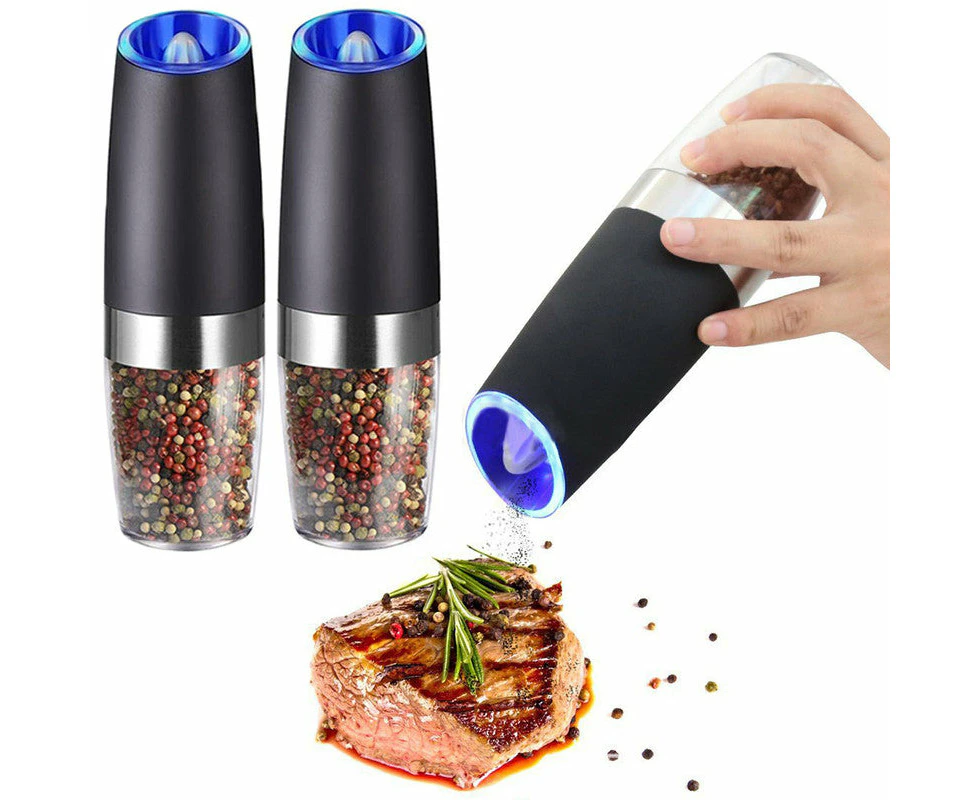 2Pk Electric Salt and Pepper Grinder One-Handed Operation Automatic Grinder Kitchen Spices Shaker