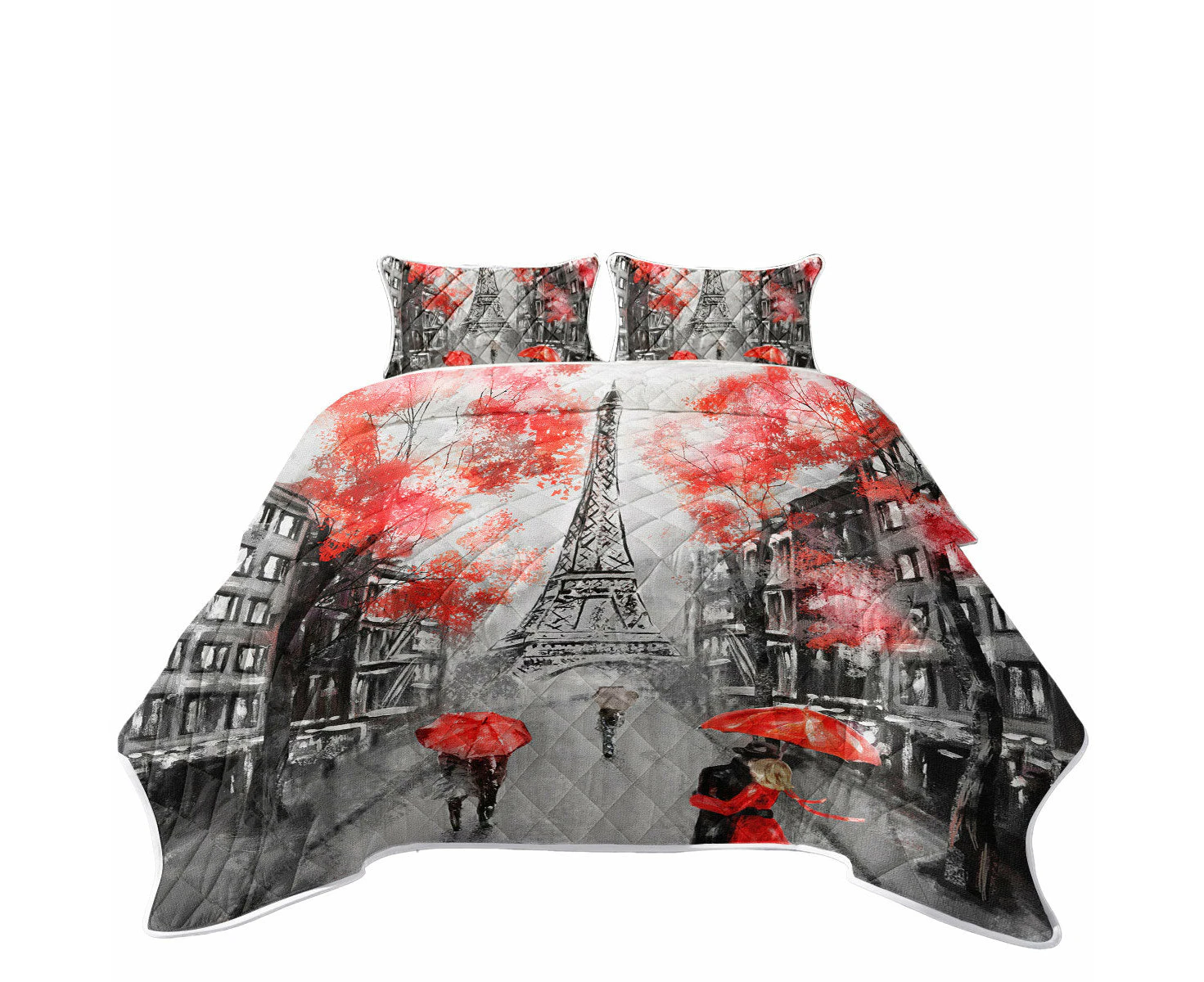 Artistic Autumn Red Eiffel Tower Coverlet