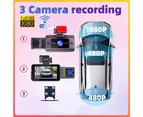 LOYOUTH 3 Cameras Dash Cam Parking Monitoring Clear Car Rearview Mirror Car Video Recording Camcorder Wide Angle Car Camera Recorder WIFI